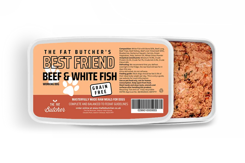 Fat Butcher's Best Friend Dog Food - Beef & White Fish 500g Dog Food